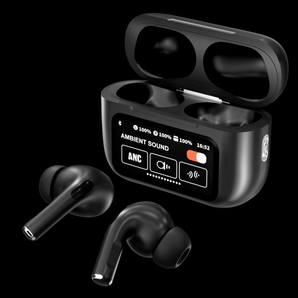 A9 Pro ANC Touch Screen Display Earbuds – White Color & Black